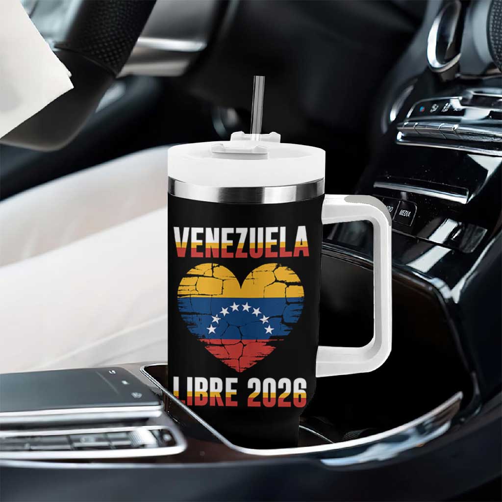 Venezuela Libre 2026 Tumbler With Handle Venezuelan Flag Heart Freedom and National Pride - Wonder Print Shop