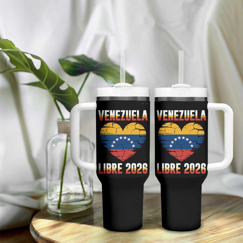Venezuela Libre 2026 Tumbler With Handle Venezuelan Flag Heart Freedom and National Pride - Wonder Print Shop