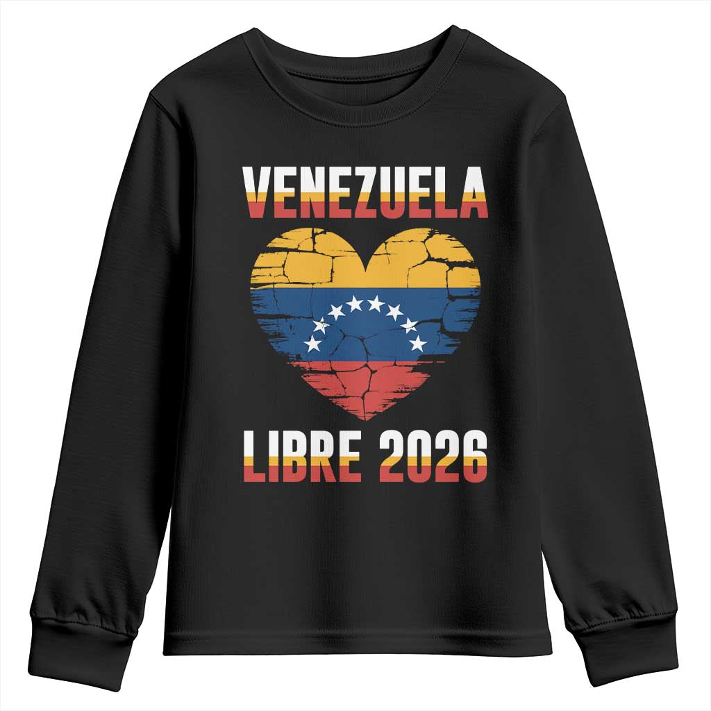 Venezuela Libre 2026 Youth Sweatshirt Venezuelan Flag Heart Freedom and National Pride - Wonder Print Shop