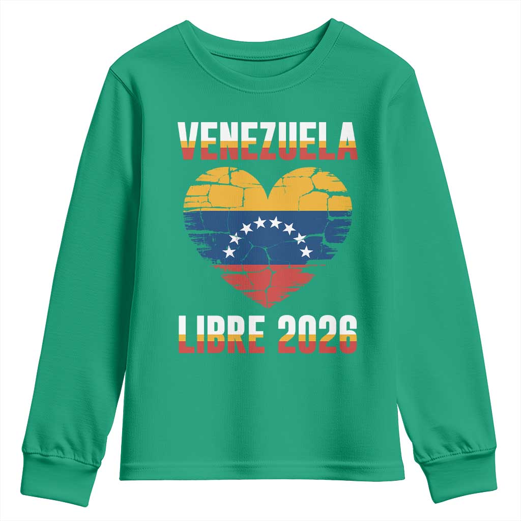 Venezuela Libre 2026 Youth Sweatshirt Venezuelan Flag Heart Freedom and National Pride - Wonder Print Shop