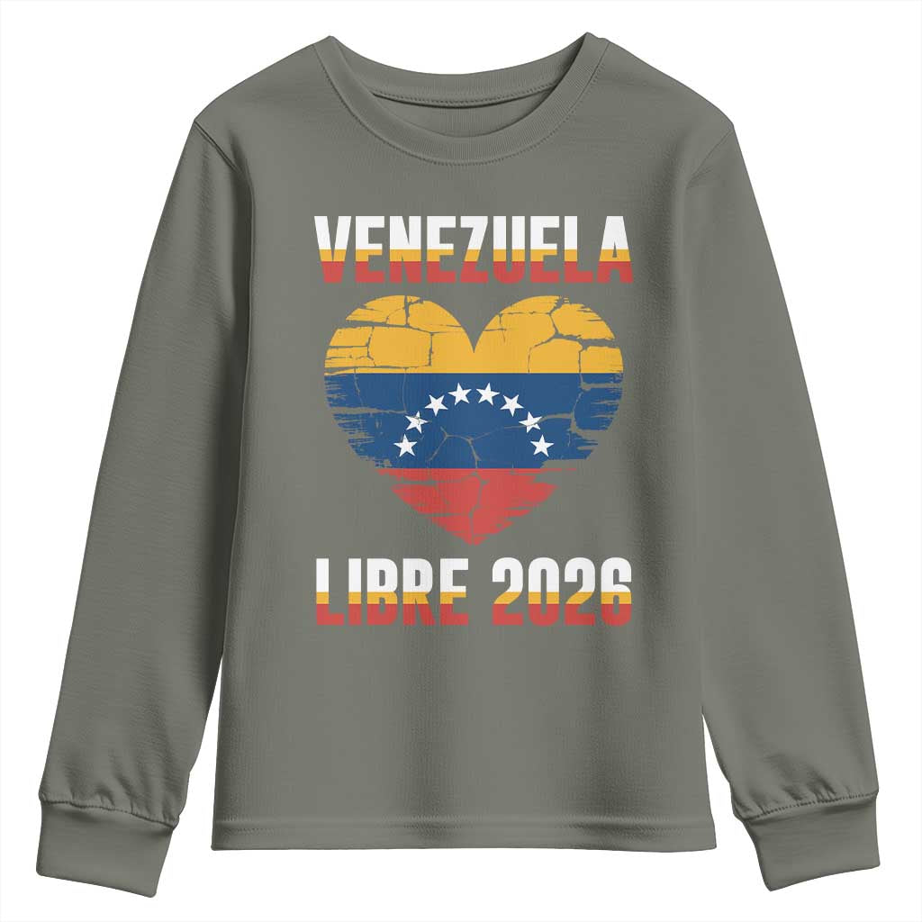 Venezuela Libre 2026 Youth Sweatshirt Venezuelan Flag Heart Freedom and National Pride - Wonder Print Shop