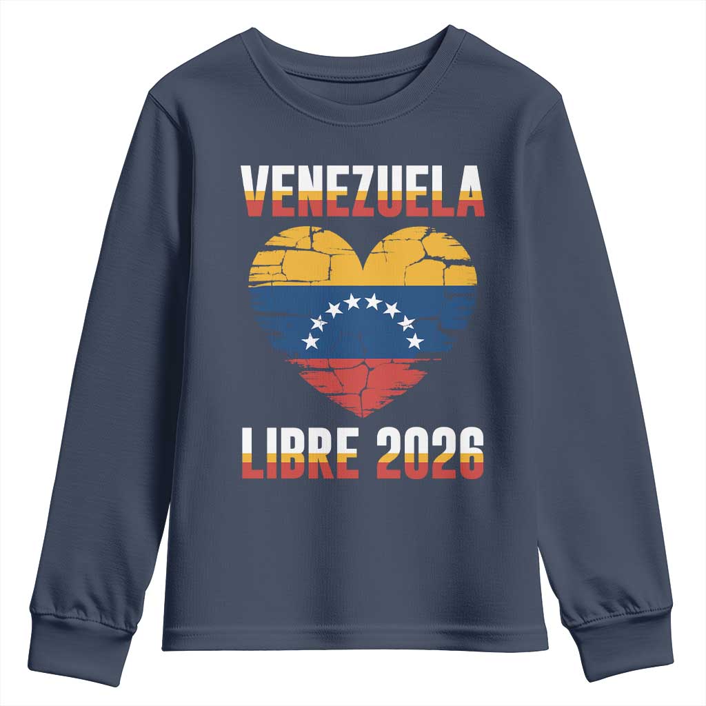 Venezuela Libre 2026 Youth Sweatshirt Venezuelan Flag Heart Freedom and National Pride - Wonder Print Shop