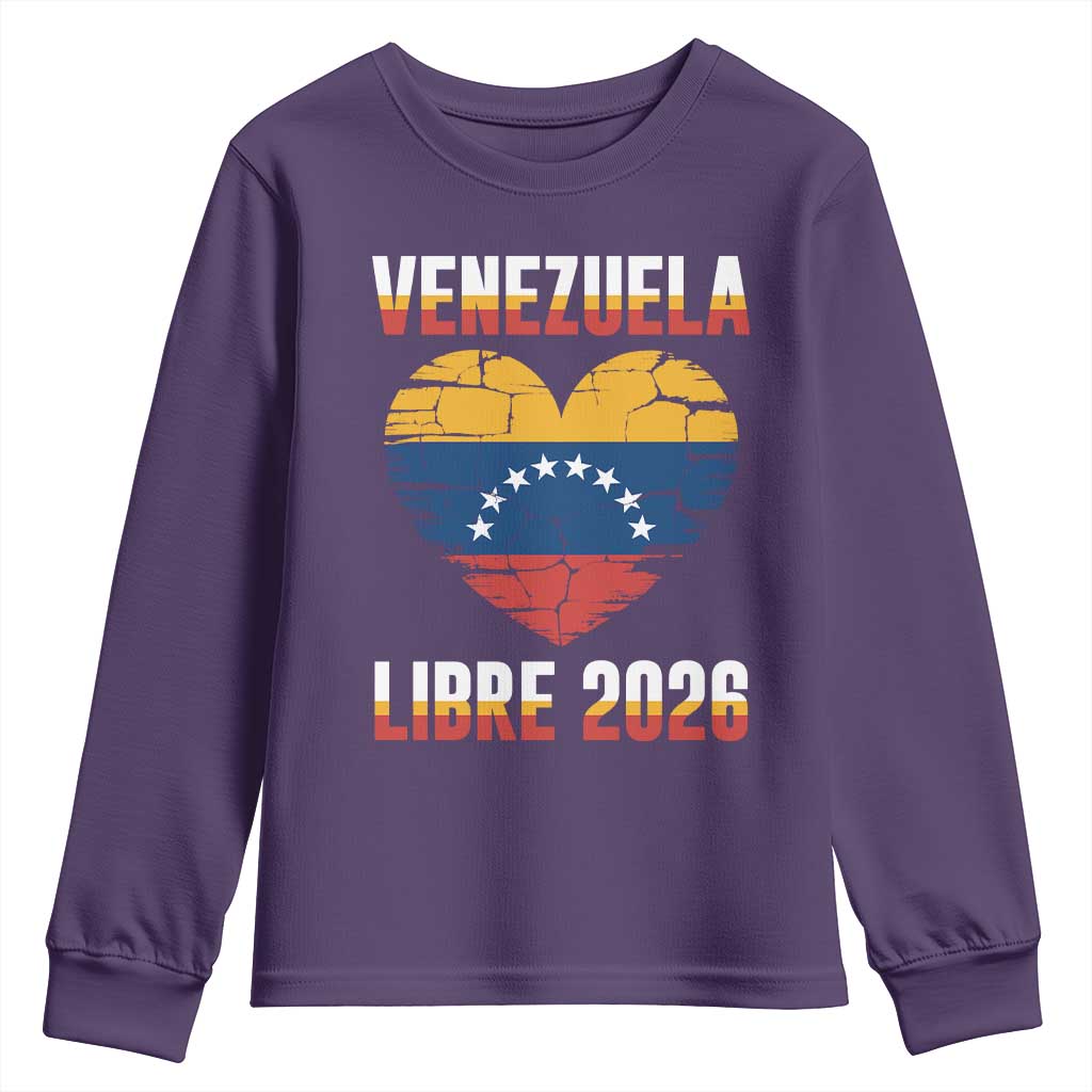 Venezuela Libre 2026 Youth Sweatshirt Venezuelan Flag Heart Freedom and National Pride - Wonder Print Shop