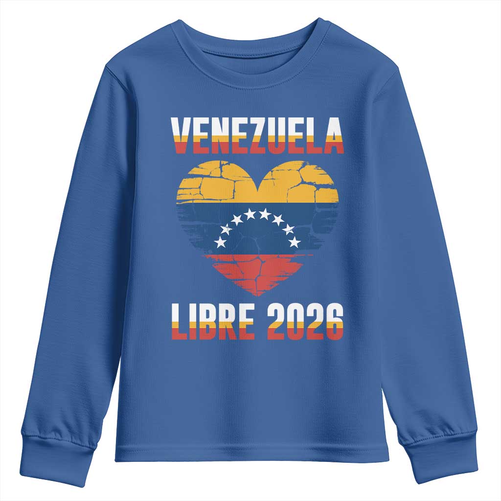 Venezuela Libre 2026 Youth Sweatshirt Venezuelan Flag Heart Freedom and National Pride - Wonder Print Shop