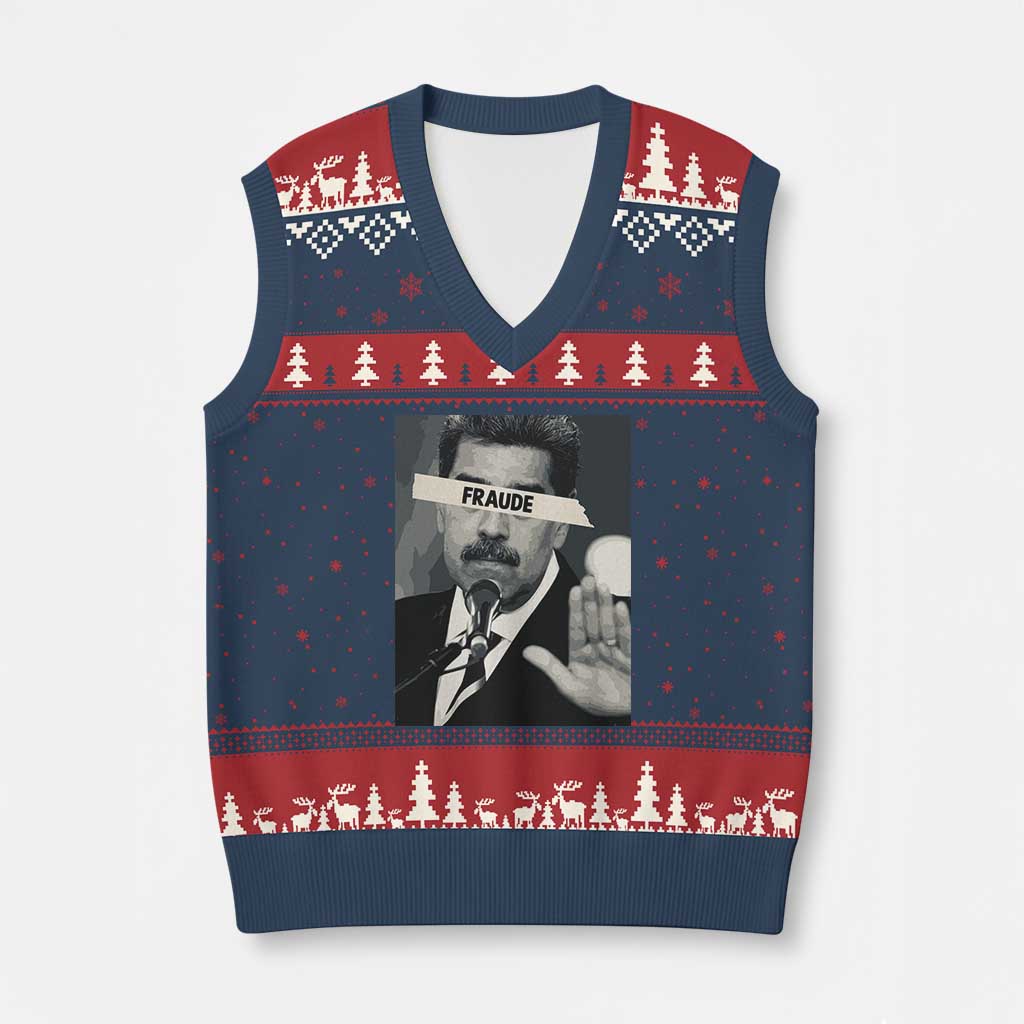 Sarcastic Maduro Fraude V-Neck Knit Sweater Vest Corruption Venezuela Political Satire - Wonder Print Shop