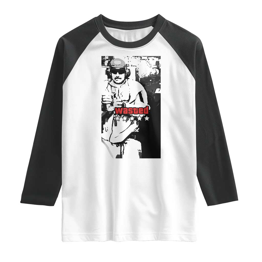 Wasted Maduro Meme Raglan Shirt Dictator’s Downfall Political Satire GTA Style - Wonder Print Shop