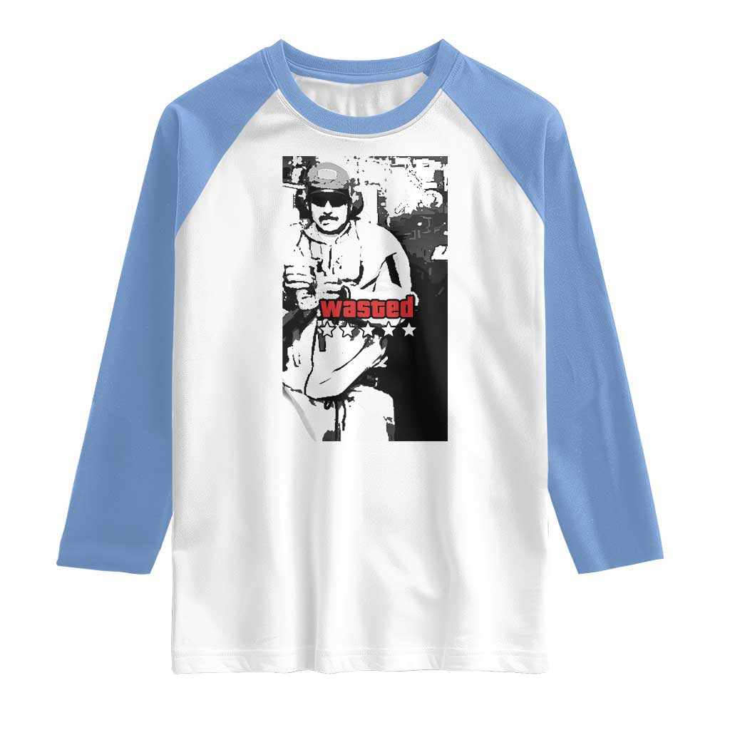 Wasted Maduro Meme Raglan Shirt Dictator’s Downfall Political Satire GTA Style - Wonder Print Shop
