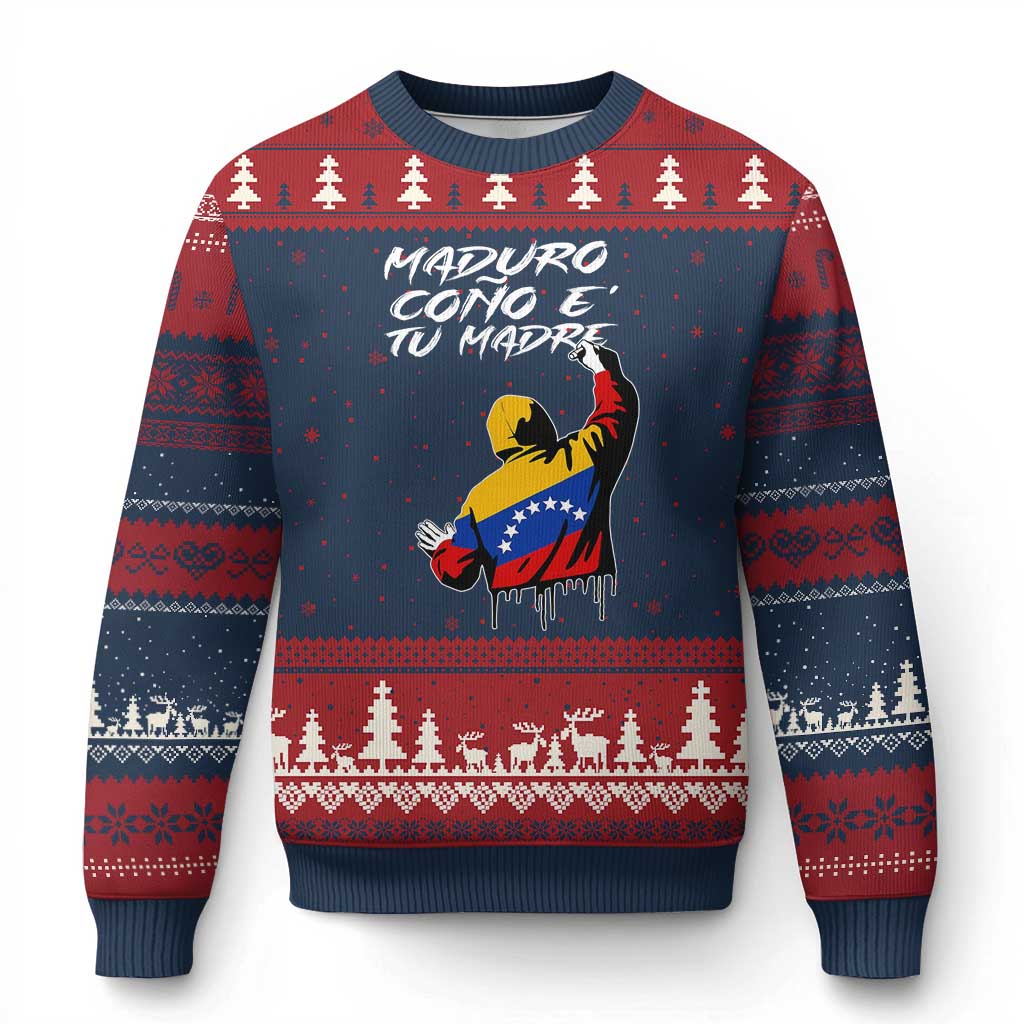 Maduro Cono e Tu Madre Ugly Christmas Sweater Venezuelan Protest Graffiti Graphic - Wonder Print Shop