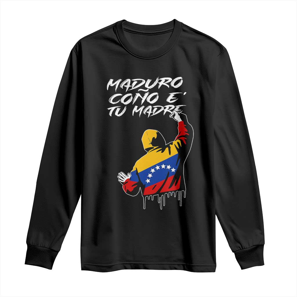Maduro Cono e Tu Madre Long Sleeve Shirt Venezuelan Protest Graffiti Graphic - Wonder Print Shop