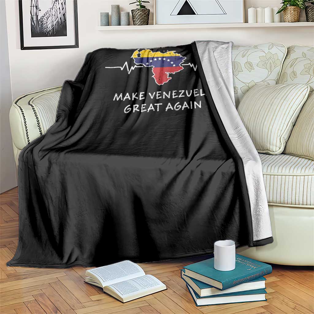 Make Venezuela Great Again Throw Blanket Patriotic Support Heartbeat Distressed Map Graphic - Wonder Print Shop