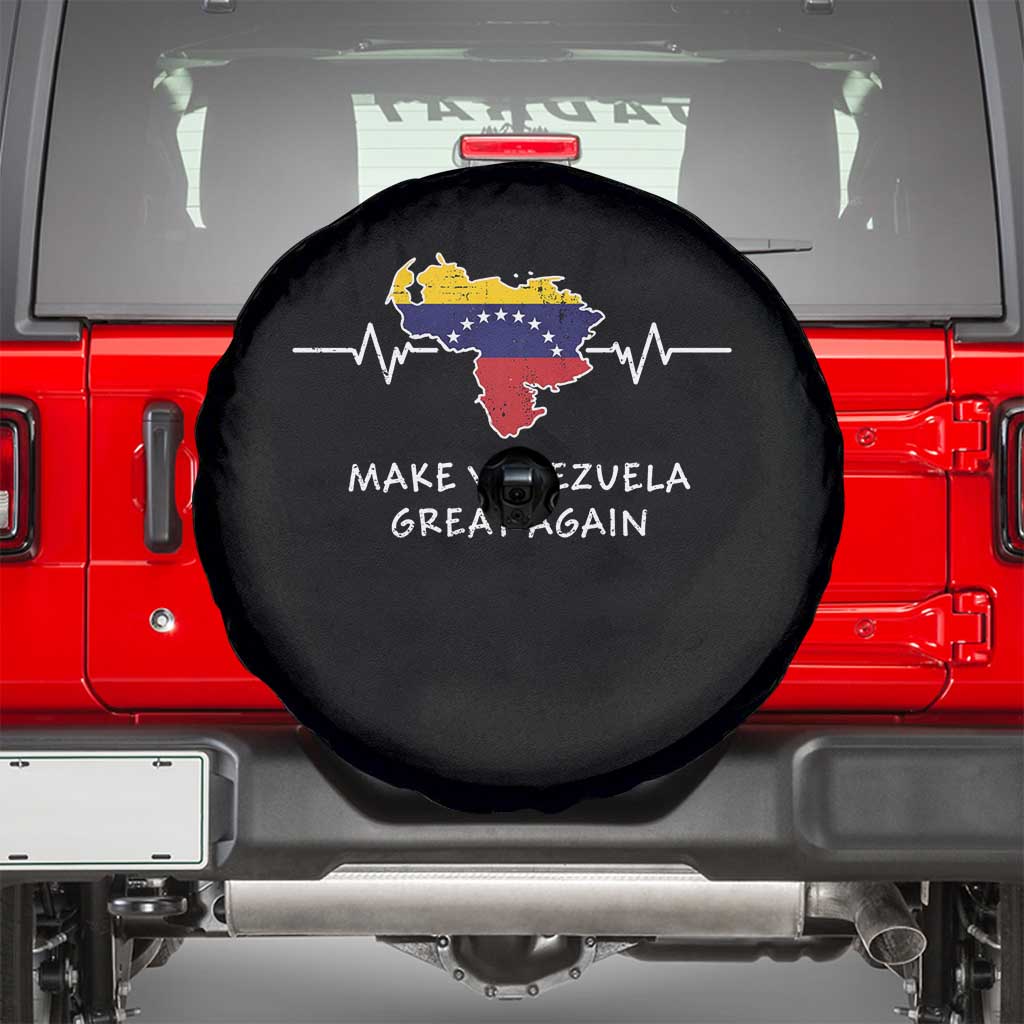 Make Venezuela Great Again Spare Tire Cover Patriotic Support Heartbeat Distressed Map Graphic - Wonder Print Shop