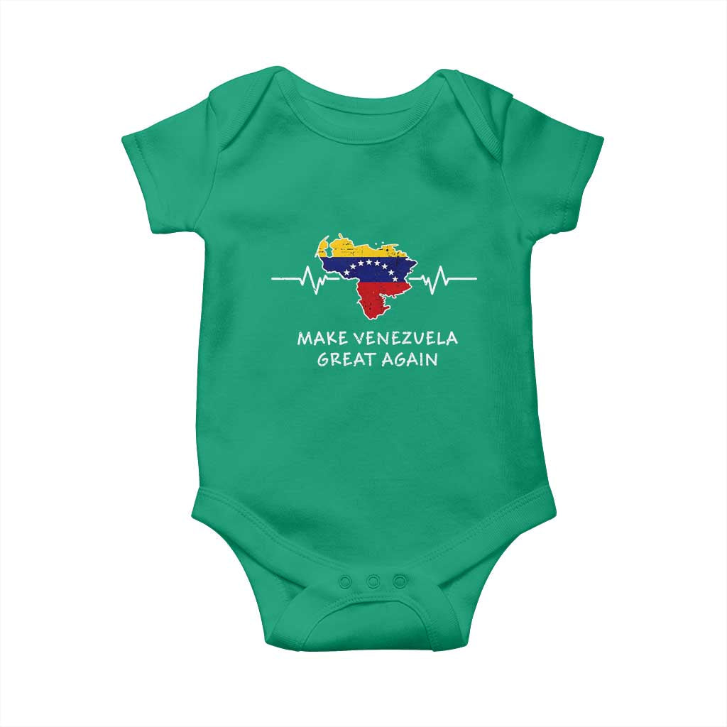 Make Venezuela Great Again Baby Onesie Patriotic Support Heartbeat Distressed Map Graphic - Wonder Print Shop