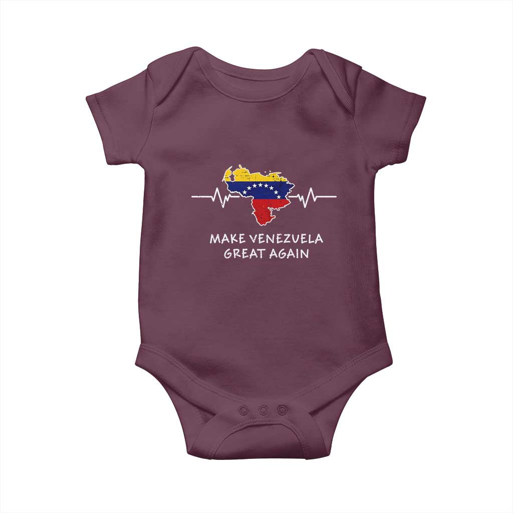 Make Venezuela Great Again Baby Onesie Patriotic Support Heartbeat Distressed Map Graphic - Wonder Print Shop