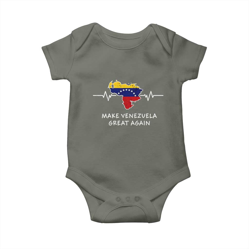 Make Venezuela Great Again Baby Onesie Patriotic Support Heartbeat Distressed Map Graphic - Wonder Print Shop