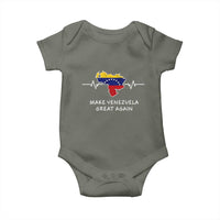 Make Venezuela Great Again Baby Onesie Patriotic Support Heartbeat Distressed Map Graphic - Wonder Print Shop