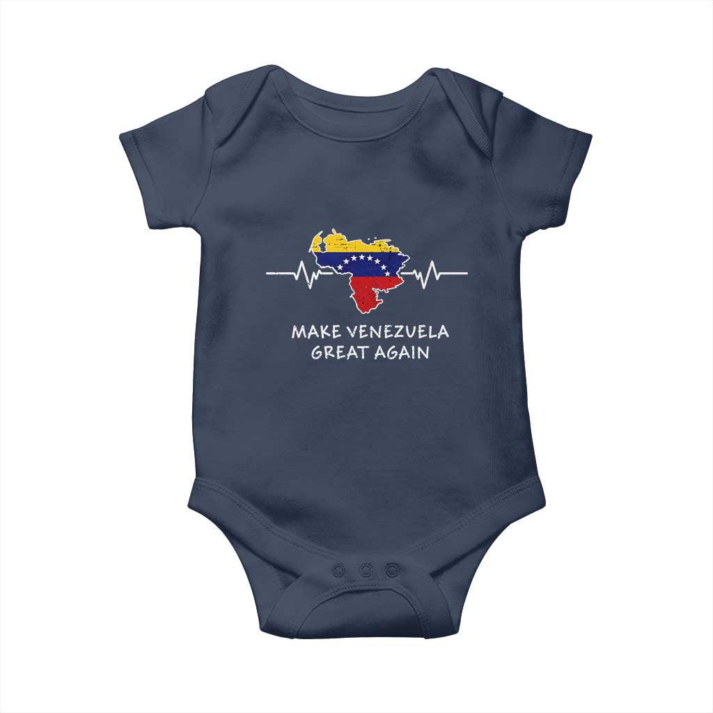 Make Venezuela Great Again Baby Onesie Patriotic Support Heartbeat Distressed Map Graphic - Wonder Print Shop