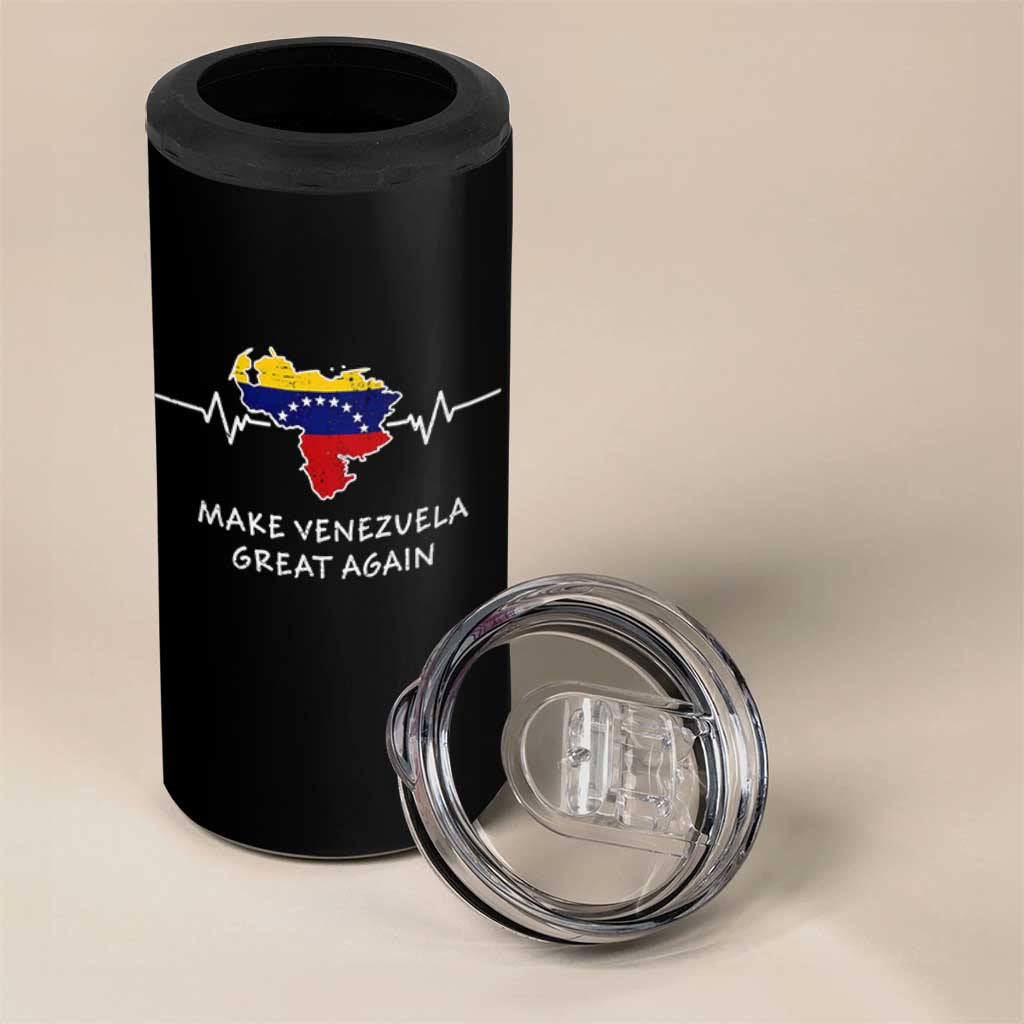 Make Venezuela Great Again 4 in 1 Can Cooler Tumbler Patriotic Support Heartbeat Distressed Map Graphic - Wonder Print Shop