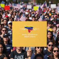 Make Venezuela Great Again Protest Sign Patriotic Support Heartbeat Distressed Map Graphic