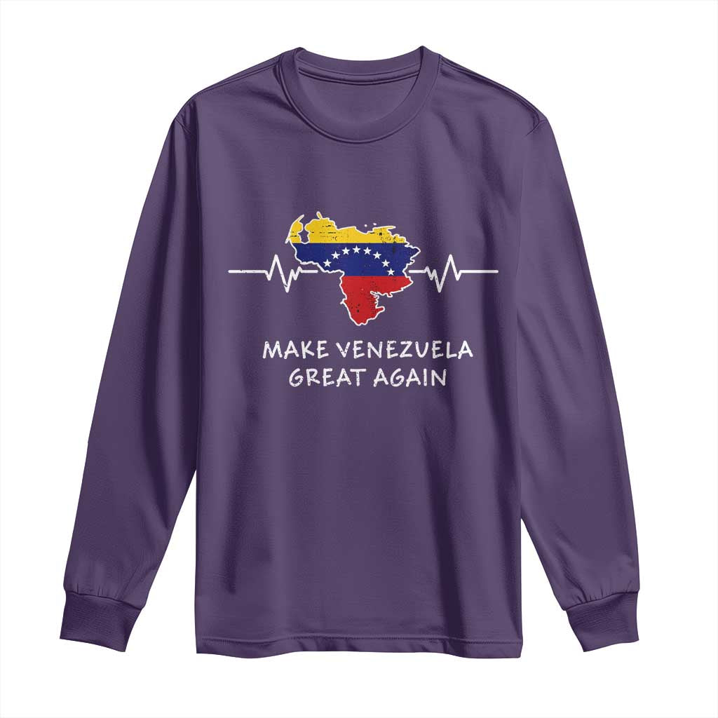 Make Venezuela Great Again Long Sleeve Shirt Patriotic Support Heartbeat Distressed Map Graphic - Wonder Print Shop