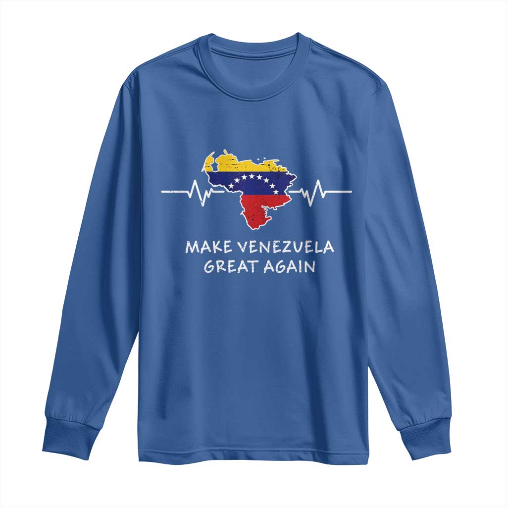 Make Venezuela Great Again Long Sleeve Shirt Patriotic Support Heartbeat Distressed Map Graphic - Wonder Print Shop