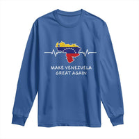 Make Venezuela Great Again Long Sleeve Shirt Patriotic Support Heartbeat Distressed Map Graphic - Wonder Print Shop