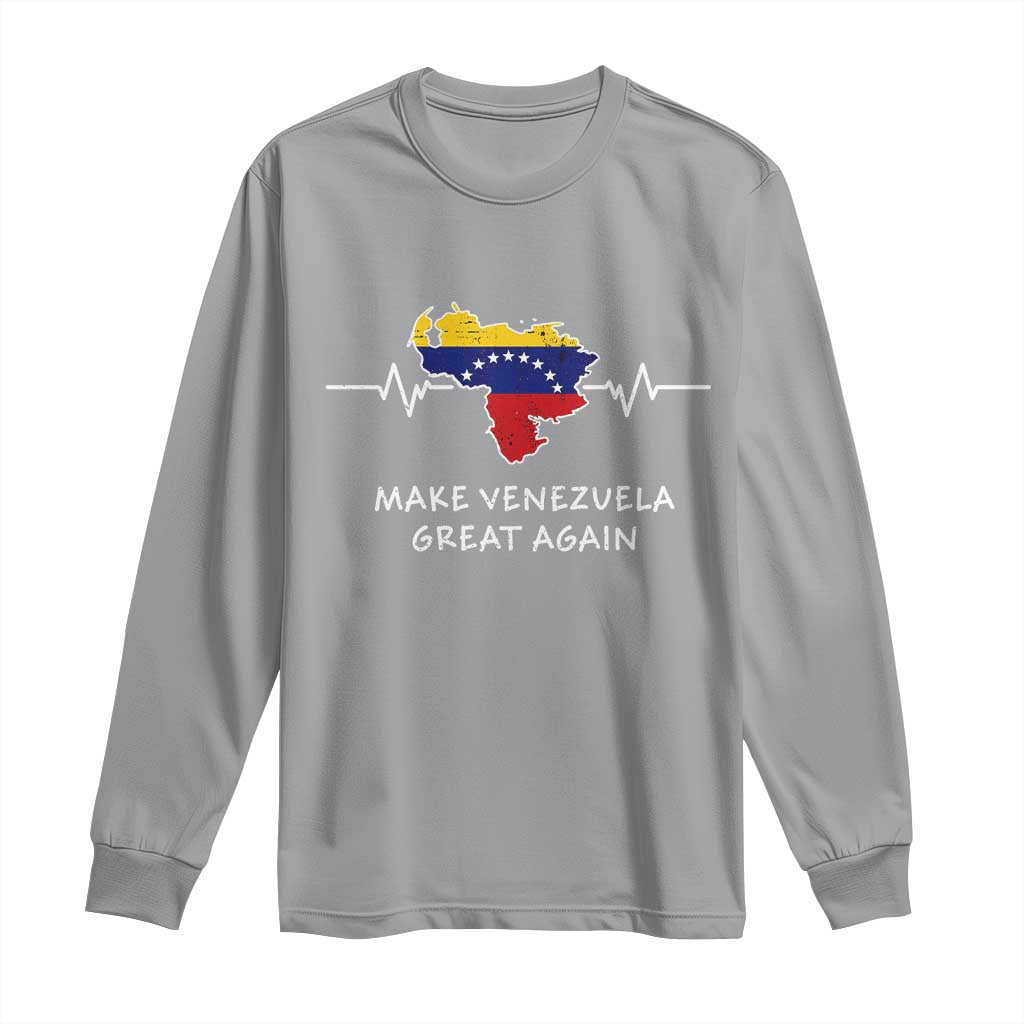 Make Venezuela Great Again Long Sleeve Shirt Patriotic Support Heartbeat Distressed Map Graphic - Wonder Print Shop