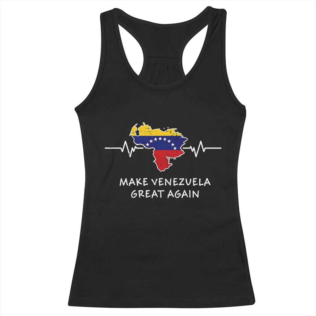 Make Venezuela Great Again Racerback Tank Top Patriotic Support Heartbeat Distressed Map Graphic - Wonder Print Shop
