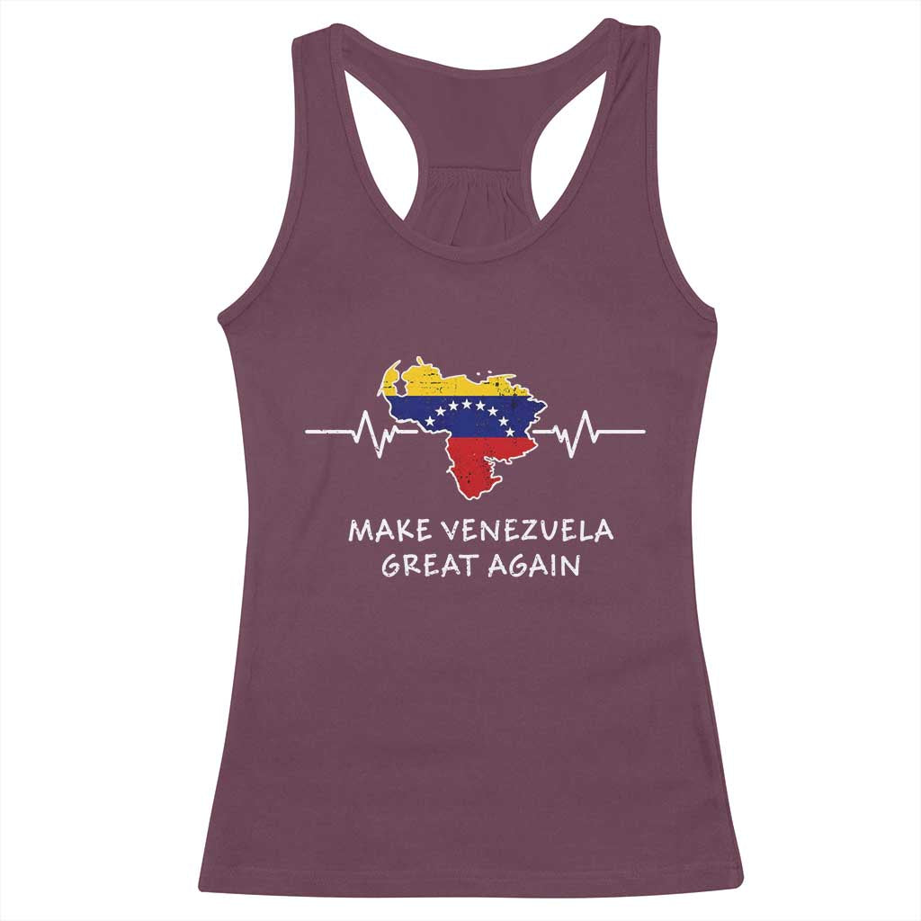 Make Venezuela Great Again Racerback Tank Top Patriotic Support Heartbeat Distressed Map Graphic - Wonder Print Shop