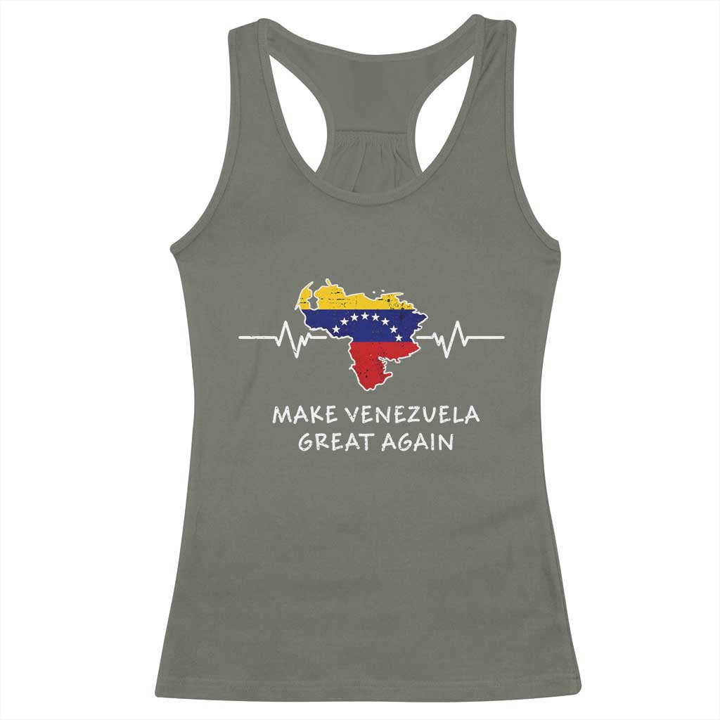 Make Venezuela Great Again Racerback Tank Top Patriotic Support Heartbeat Distressed Map Graphic - Wonder Print Shop