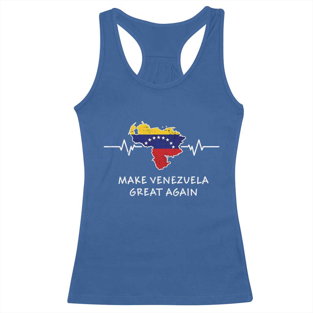 Make Venezuela Great Again Racerback Tank Top Patriotic Support Heartbeat Distressed Map Graphic - Wonder Print Shop