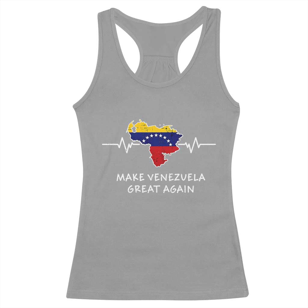 Make Venezuela Great Again Racerback Tank Top Patriotic Support Heartbeat Distressed Map Graphic - Wonder Print Shop