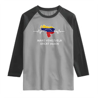 Make Venezuela Great Again Raglan Shirt Patriotic Support Heartbeat Distressed Map Graphic - Wonder Print Shop