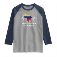 Make Venezuela Great Again Raglan Shirt Patriotic Support Heartbeat Distressed Map Graphic - Wonder Print Shop