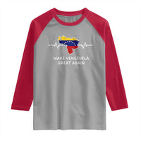 Make Venezuela Great Again Raglan Shirt Patriotic Support Heartbeat Distressed Map Graphic - Wonder Print Shop