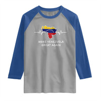 Make Venezuela Great Again Raglan Shirt Patriotic Support Heartbeat Distressed Map Graphic - Wonder Print Shop