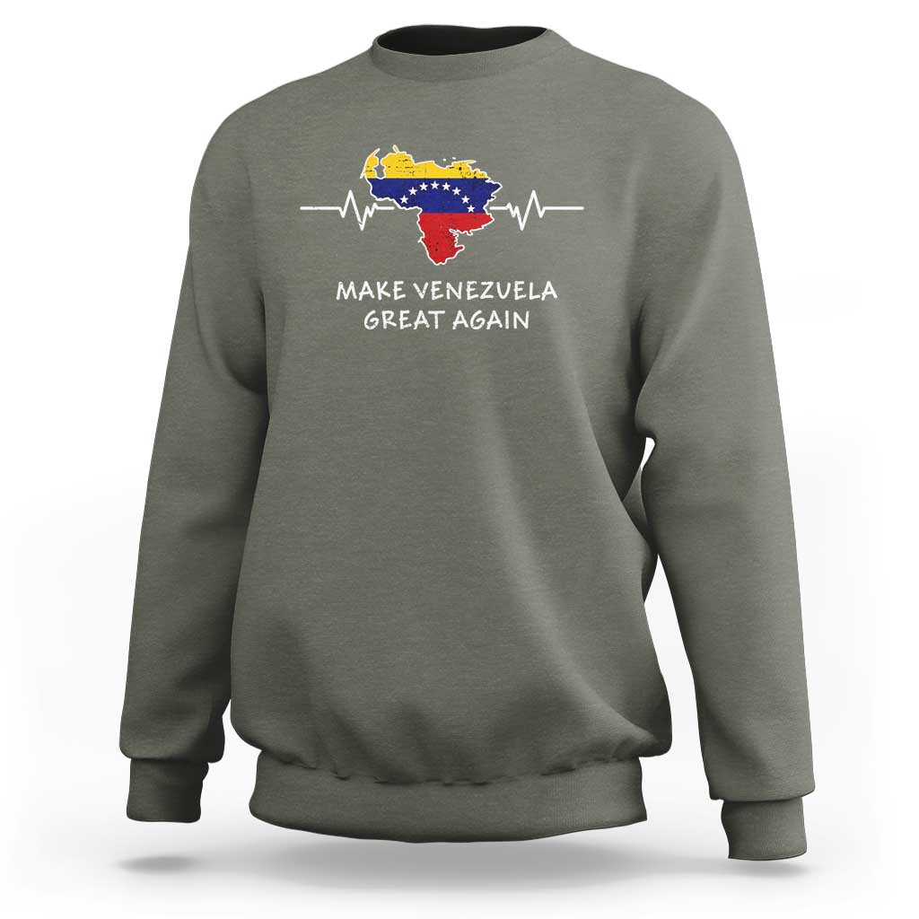 Make Venezuela Great Again Sweatshirt Patriotic Support Heartbeat Distressed Map Graphic - Wonder Print Shop