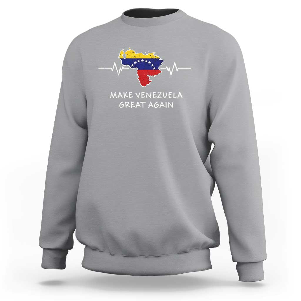 Make Venezuela Great Again Sweatshirt Patriotic Support Heartbeat Distressed Map Graphic - Wonder Print Shop