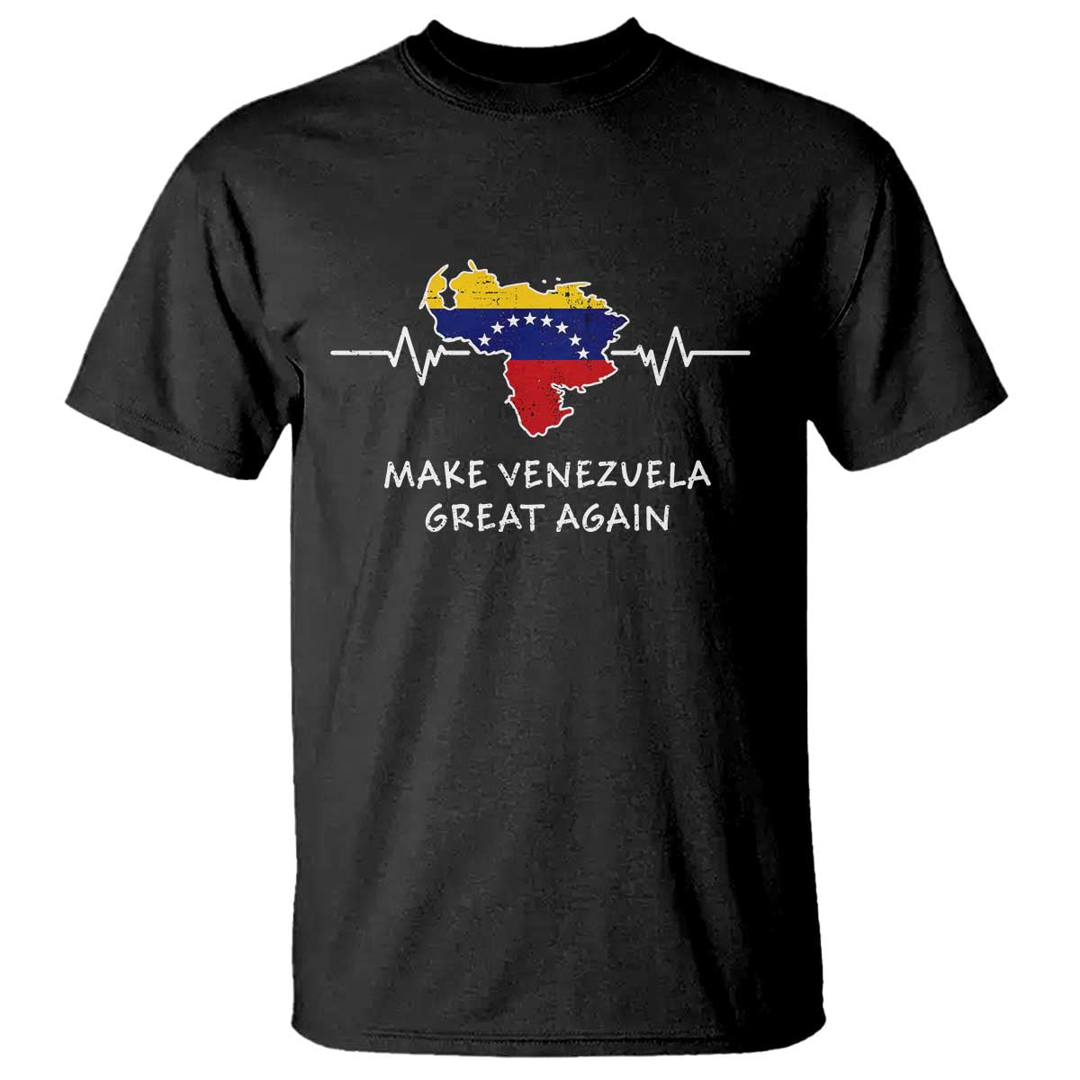 Make Venezuela Great Again T Shirt Patriotic Support Heartbeat Distressed Map Graphic - Wonder Print Shop