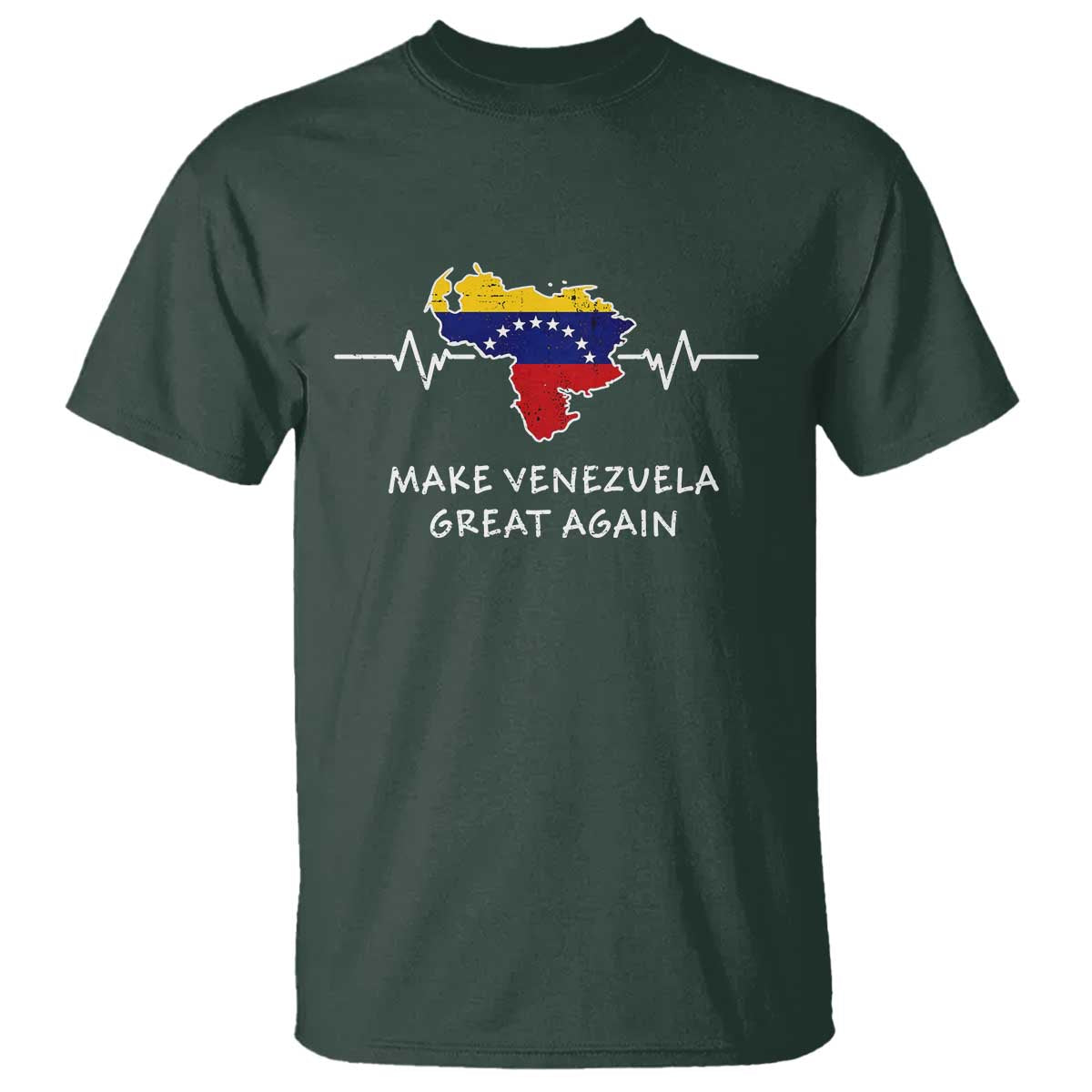 Make Venezuela Great Again T Shirt Patriotic Support Heartbeat Distressed Map Graphic - Wonder Print Shop