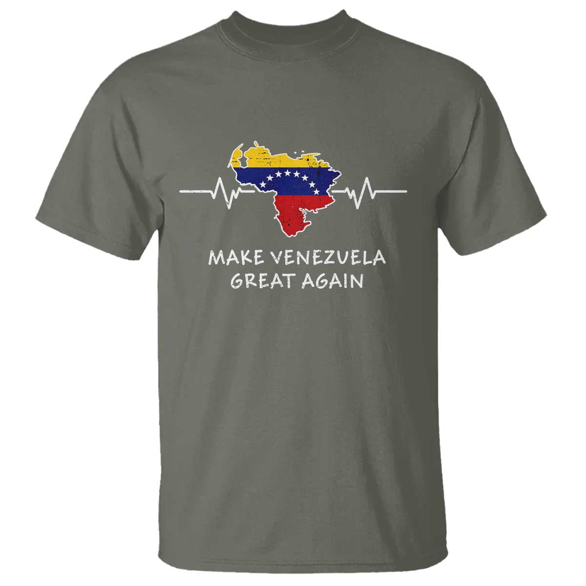 Make Venezuela Great Again T Shirt Patriotic Support Heartbeat Distressed Map Graphic - Wonder Print Shop