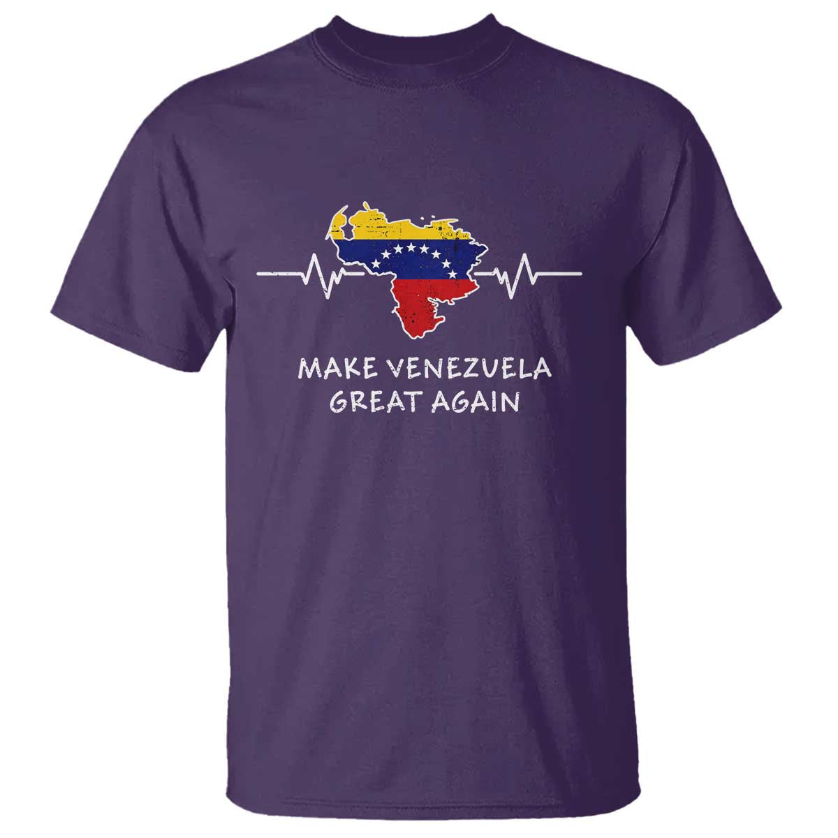 Make Venezuela Great Again T Shirt Patriotic Support Heartbeat Distressed Map Graphic - Wonder Print Shop