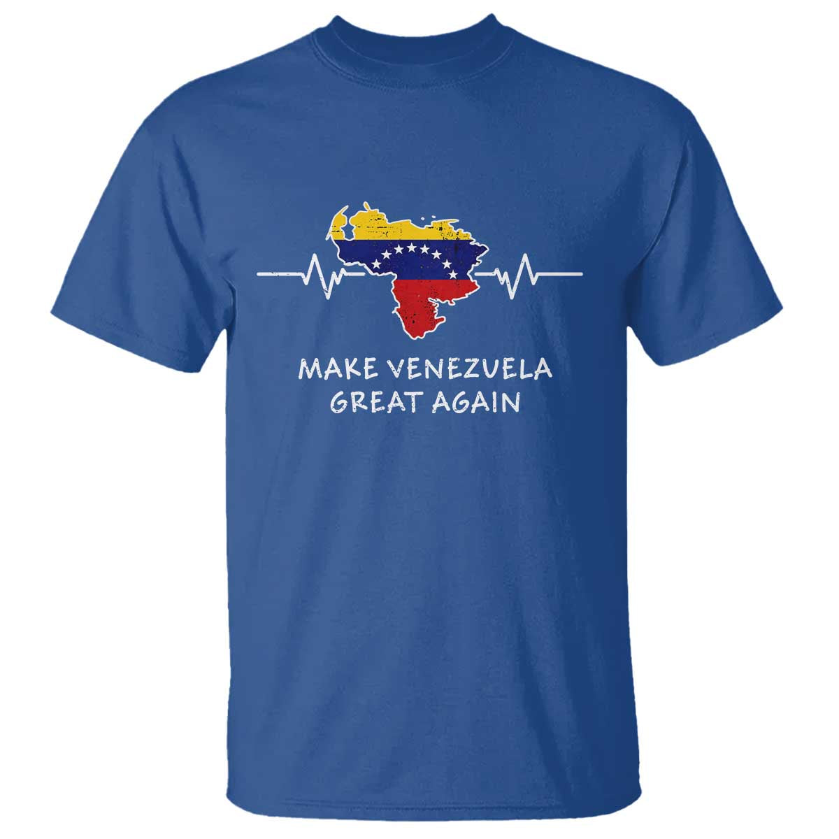 Make Venezuela Great Again T Shirt Patriotic Support Heartbeat Distressed Map Graphic - Wonder Print Shop