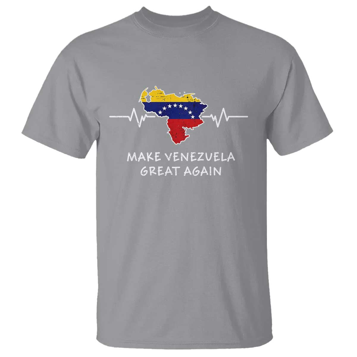 Make Venezuela Great Again T Shirt Patriotic Support Heartbeat Distressed Map Graphic - Wonder Print Shop
