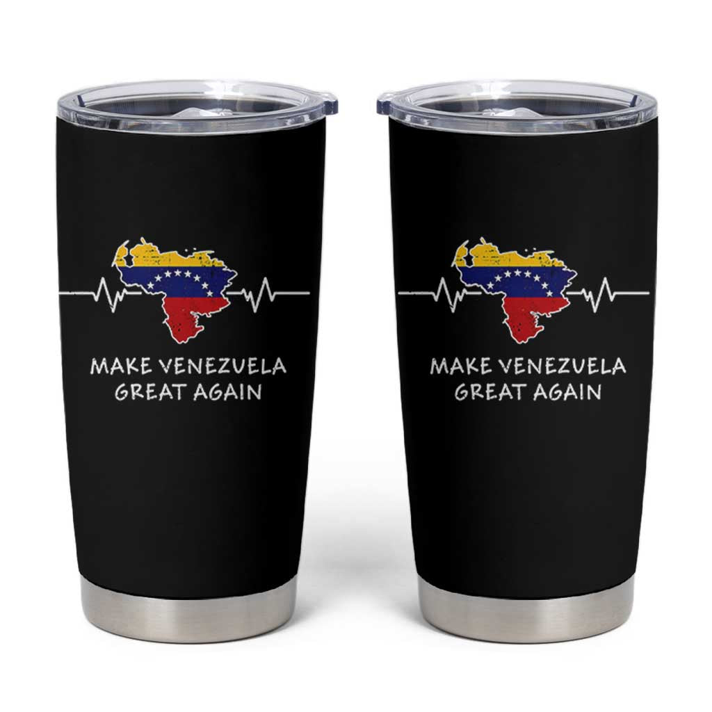 Make Venezuela Great Again Tumbler Cup Patriotic Support Heartbeat Distressed Map Graphic - Wonder Print Shop