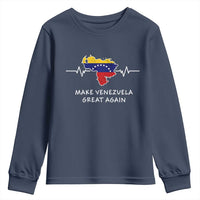 Make Venezuela Great Again Youth Sweatshirt Patriotic Support Heartbeat Distressed Map Graphic - Wonder Print Shop