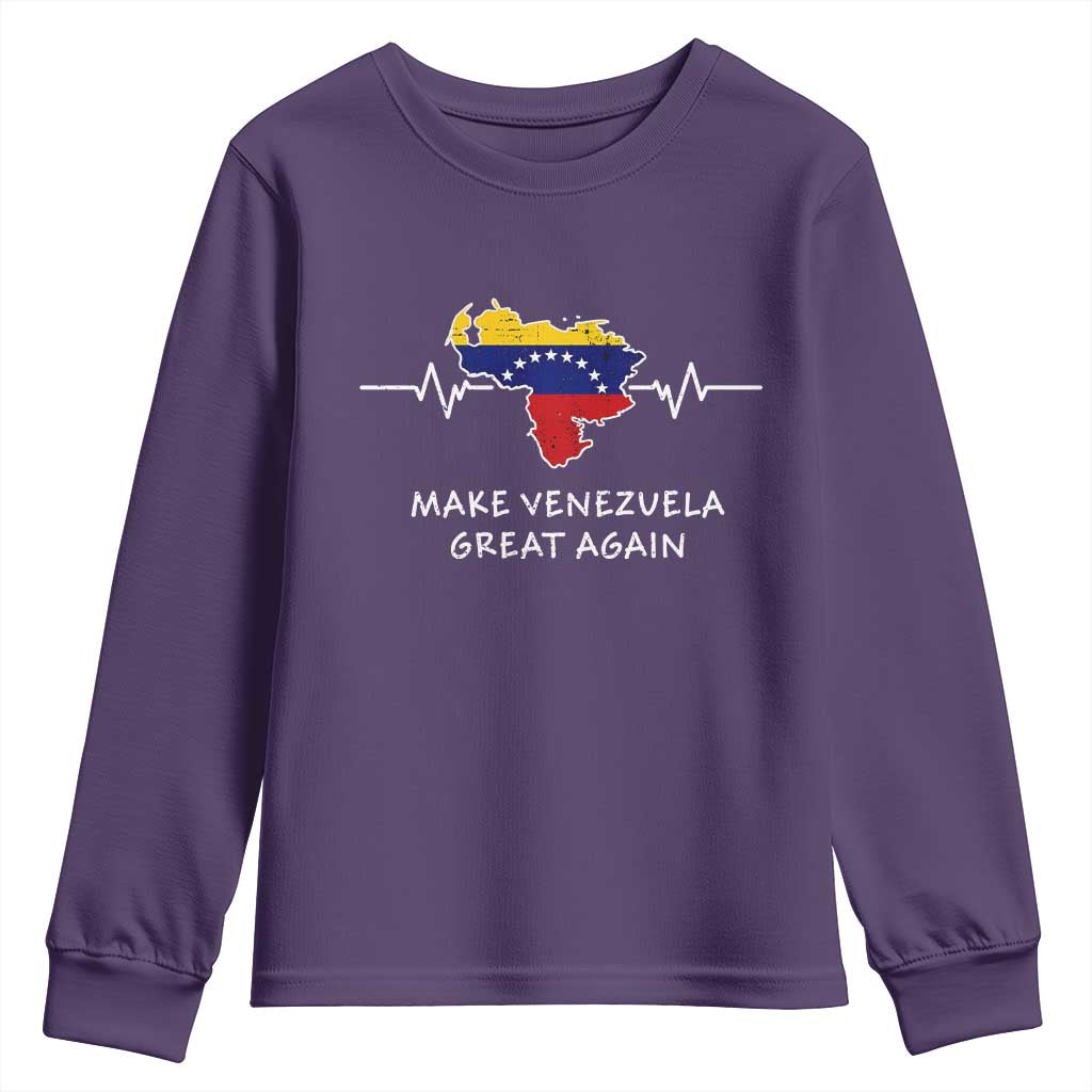 Make Venezuela Great Again Youth Sweatshirt Patriotic Support Heartbeat Distressed Map Graphic - Wonder Print Shop