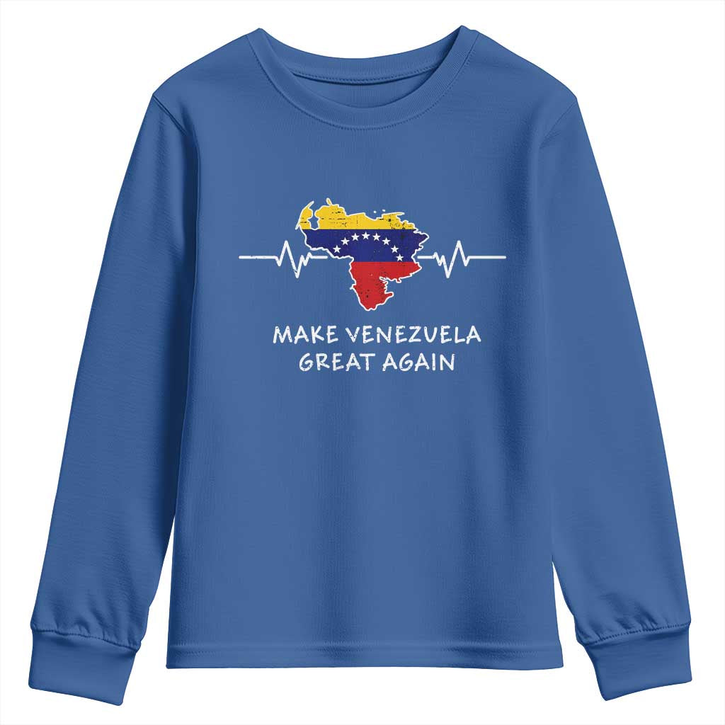Make Venezuela Great Again Youth Sweatshirt Patriotic Support Heartbeat Distressed Map Graphic - Wonder Print Shop
