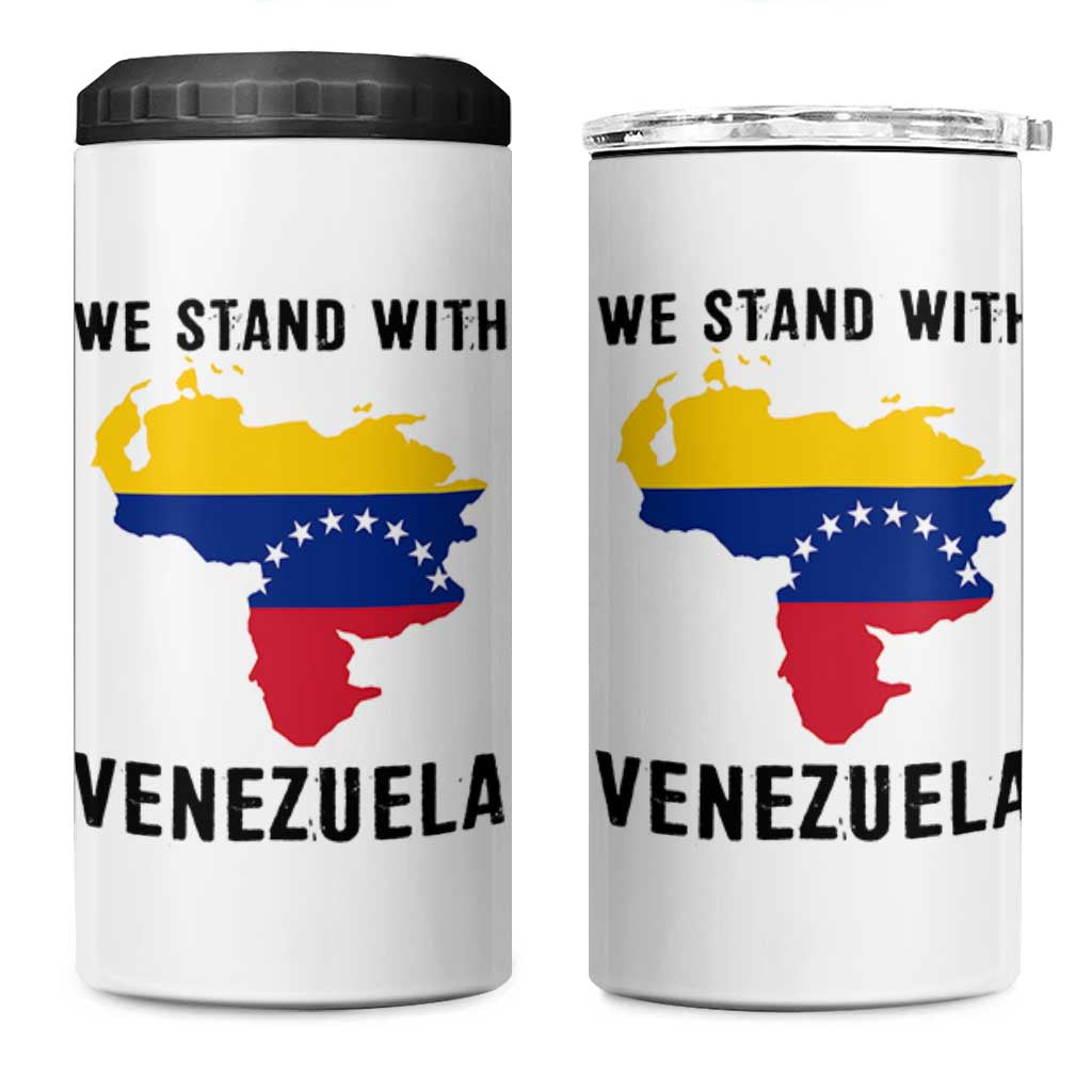We Stand With Venezuela 4 in 1 Can Cooler Tumbler Venezuelan Flag Unity Graphic - Wonder Print Shop