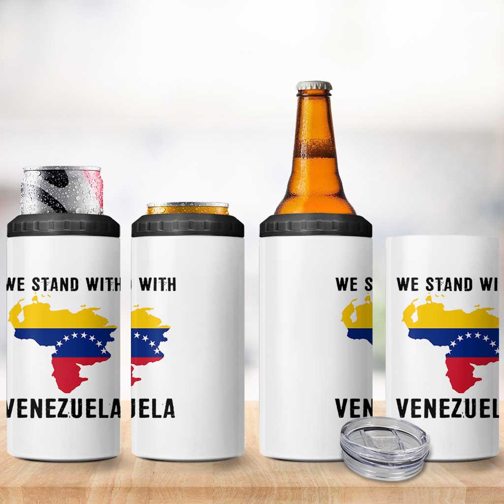 We Stand With Venezuela 4 in 1 Can Cooler Tumbler Venezuelan Flag Unity Graphic - Wonder Print Shop