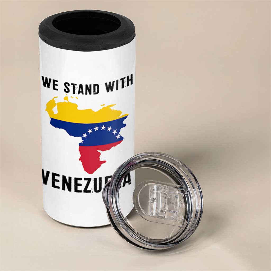 We Stand With Venezuela 4 in 1 Can Cooler Tumbler Venezuelan Flag Unity Graphic - Wonder Print Shop